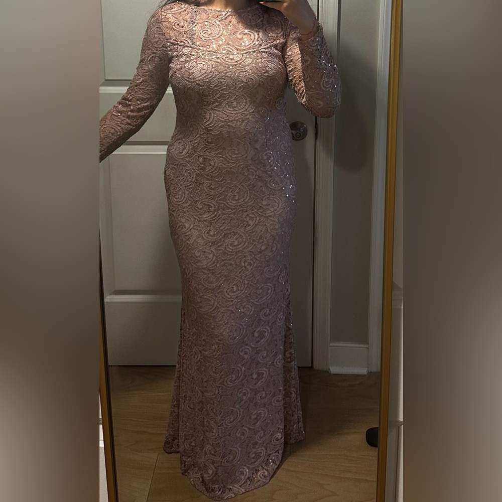 Marina pink long sleeve dress soire